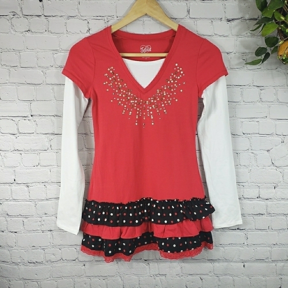 JUSTICE Long Sleeve Ruffled Top Size 12 - Picture 1 of 10